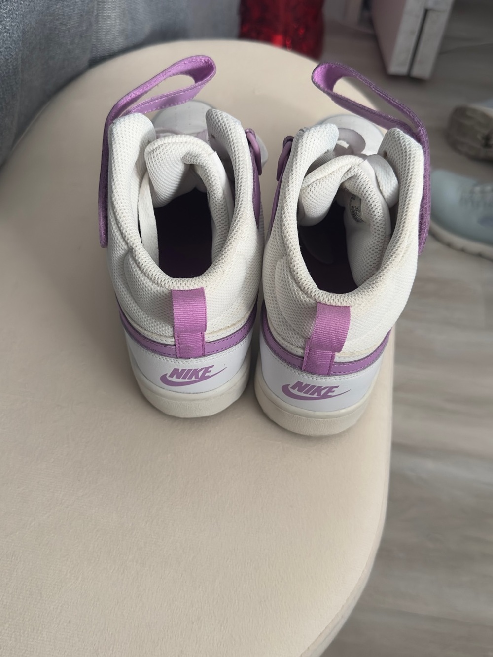 Nike Kids White & Lavender High-Top Sneakers